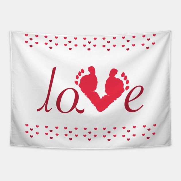 Valentine's day red footprints Tapestry by GULSENGUNEL