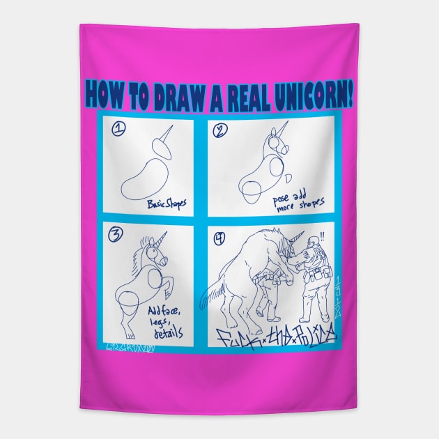 How to draw a real unicorn Tapestry by gilgrim