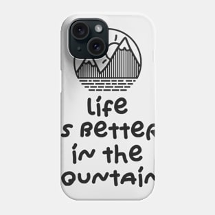 LIFE IS BETTER IN THE MOUNTAINS Minimalist Mountain Sunset Cirle Design With Birds Flying Over Phone Case