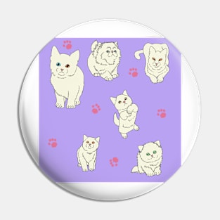 Purple White Kittens Pin