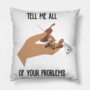 Tiny Violin FRONT & BACK black text Pillow