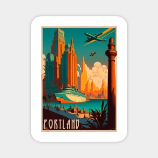 Portland Vintage Travel Art Poster Magnet
