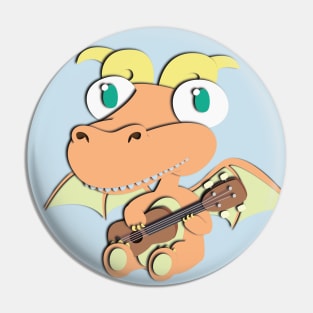 Ukulele Playing Dragon Pin