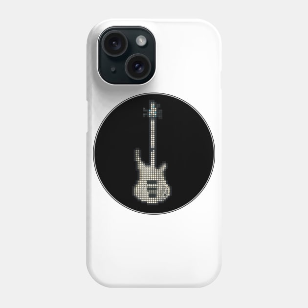 Tiled Pixel White K5 Bass Guitar in a Black Circle Phone Case by gkillerb