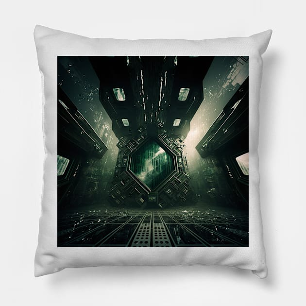 Matrix Series Green Gate Pillow by AICreateWorlds