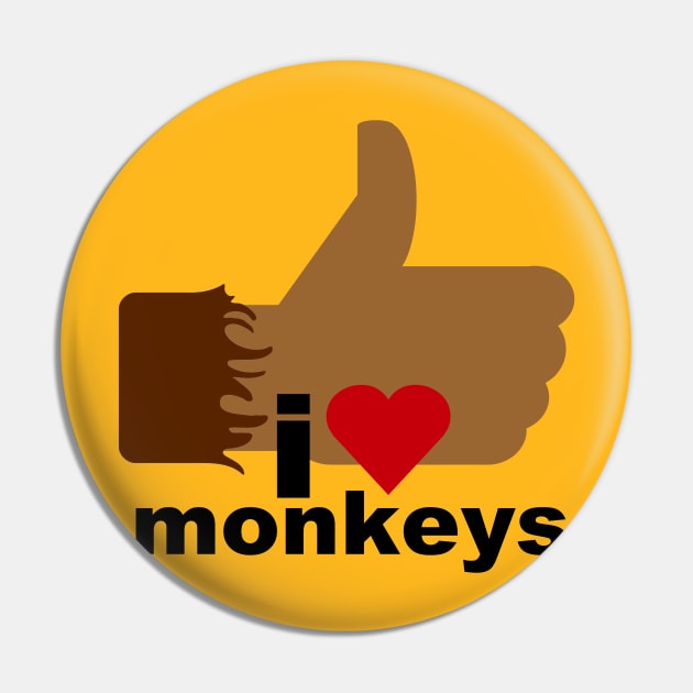 I Love Monkeys Pin by MikeDelamont