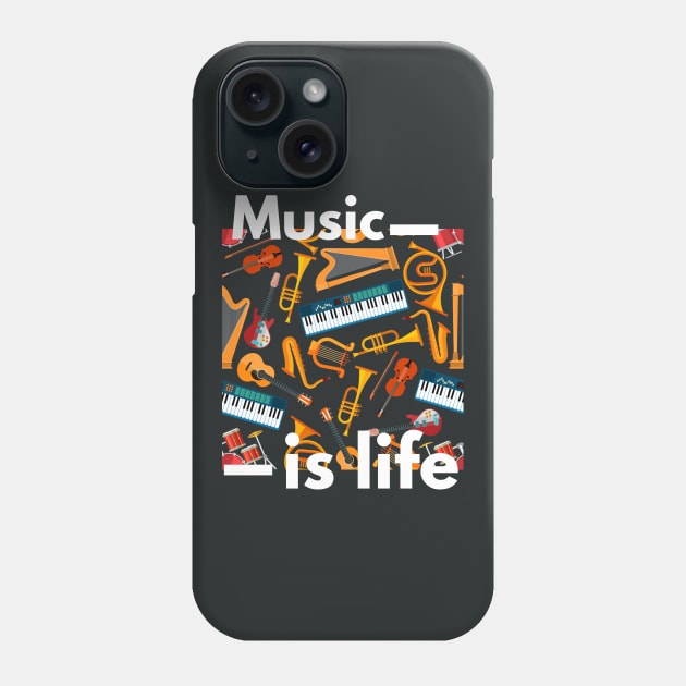 Music Is Life Musical Instruments Phone Case by Paradise Stitch