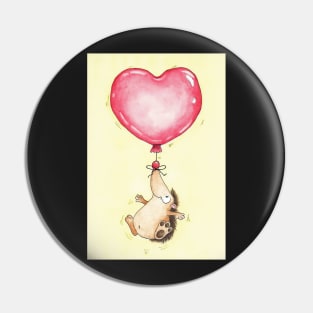 Cute Watercolor Hedgehog Heart Balloon Pin