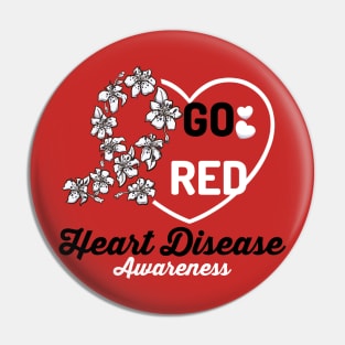 Go Red Heart Disease Awareness Cartoon Pin