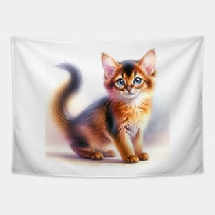 Somali Watercolor Kitten - Cute Kitties Tapestry