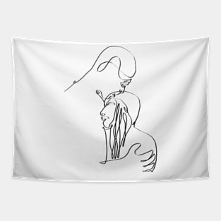 Couple hug one line art Tapestry