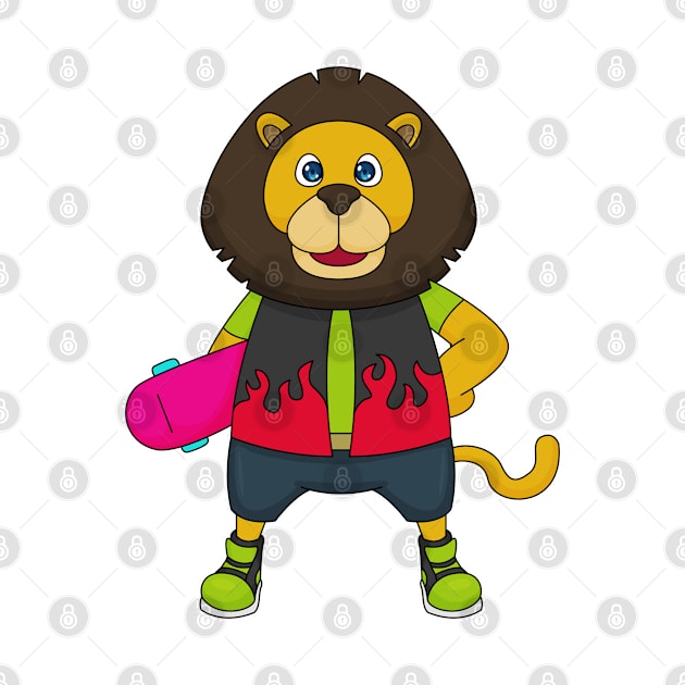 Lion as Skater with Skateboard by Markus Schnabel