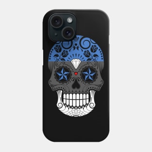 Estonian Flag Sugar Skull with Roses Phone Case