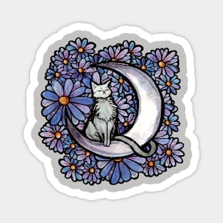 Grey Cat Daisies Magnet