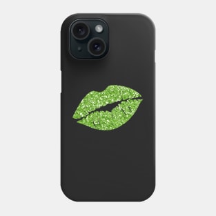 Green Faux Glitter Lips Phone Case