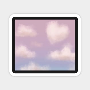 clouds sky heart aesthetic drawing blue pink purple coquette Magnet