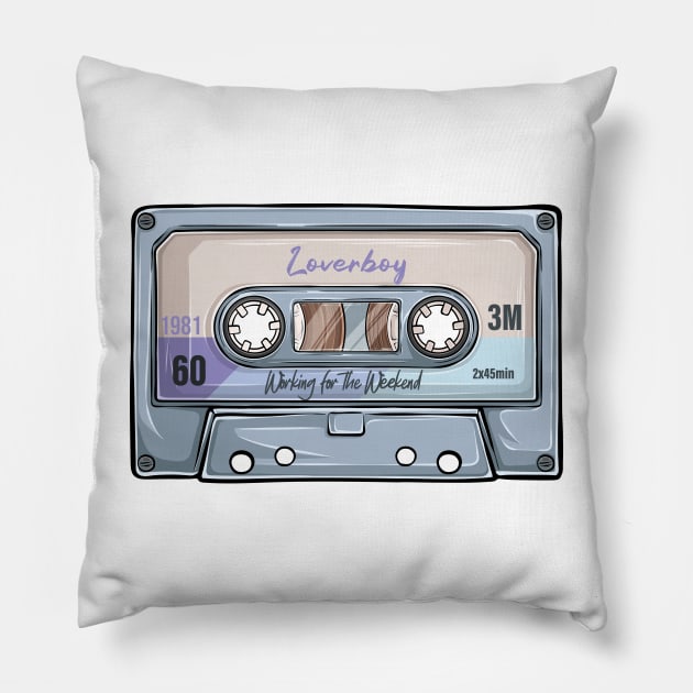 Loverboy Vintage Classic Cassette Tape Pillow by PowelCastStudio