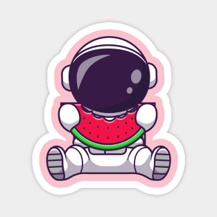 Astronaut Eating Watermelon Fruit Cartoon Magnet