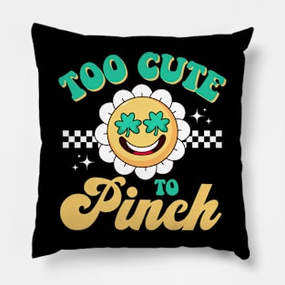 Too Cute To Pinch St Patrick Day Retro Clover Shamrock Boy Pillow