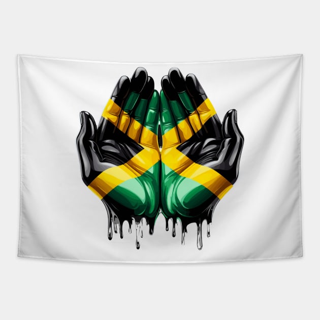 Jamaica Flag Hands Tapestry by Graceful Designs