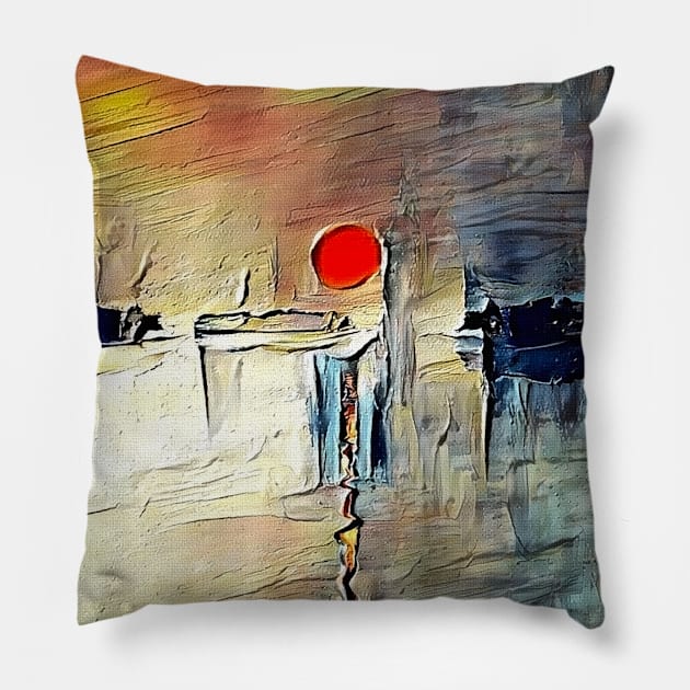 Red sunset Pillow by rolffimages