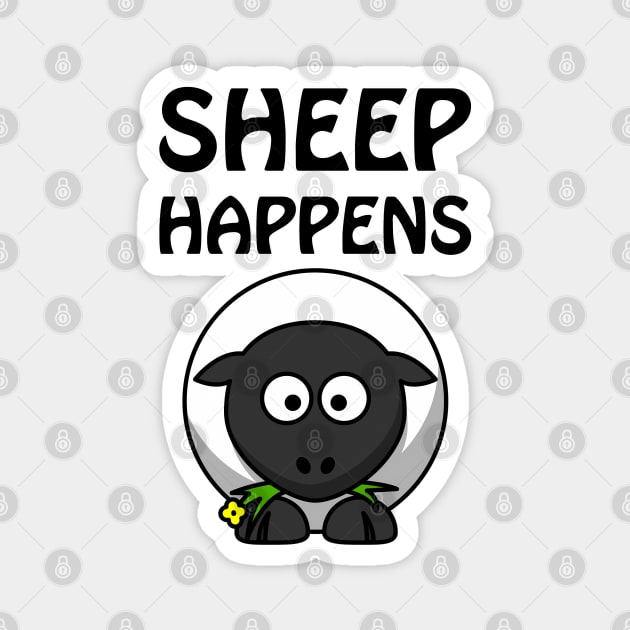 Sheep happens - cute and funny pun Magnet by punderful_day