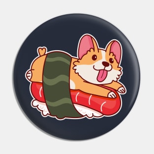 Kawaii Corgi in a Sushi Roll Cute Japanese Food Pin