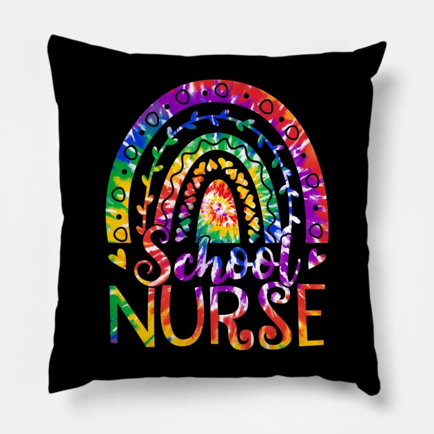 Rainbow Tie Dye School Nurse Back To School Nurse Week Pillow by fatmehedo8