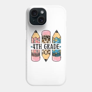 4th Grade Leopard Pencil Back To School Teachers Students Phone Case