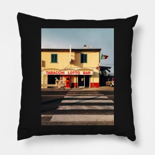 Old-Fashioned Roadside Bar in Rural Italy Pillow