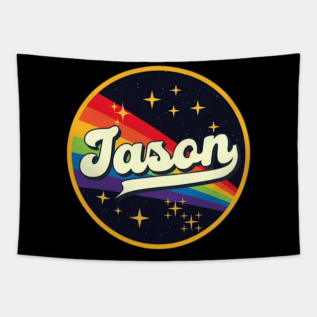 Jason // Rainbow In Space Vintage Style Tapestry by LMW Art