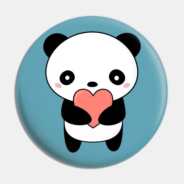 Kawaii Cute Panda Heart T-Shirt Pin by happinessinatee