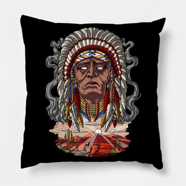 Native American Chief Pillow by underheaven