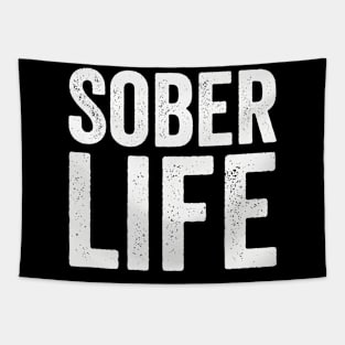 Sober Life from 12 Step Alcoholics Anonymous - Text Style White Font Tapestry