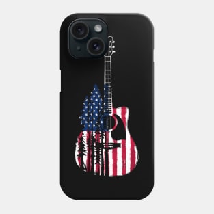 Guitar Lover USA flag Merica 4th july Guitar Tree Art Music Phone Case