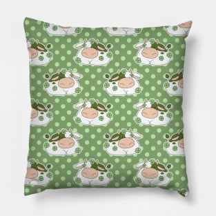 Clover Cow Polk-a-dot Pattern Pillow