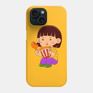 girl kids eating fried chicken Phone Case