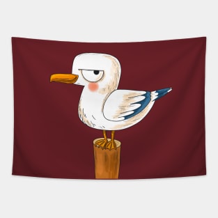 Hand Drawn Cartoon Seagull Tapestry