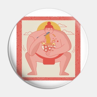 Sumo eating ramen Pin