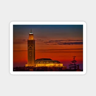 Morocco. Casablanca. Hassan II Mosque. Sunset. Magnet