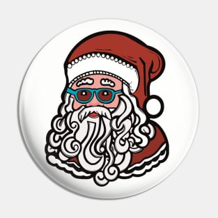 Santa Claus Wearing Blue Sunglasses White Background Pin