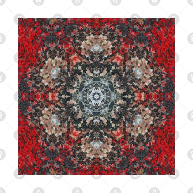 Digital Mandala Red and White by WormholeOrbital