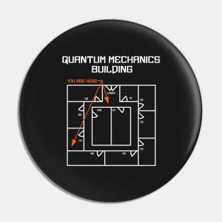 White Quantum Mechanics Building Pin