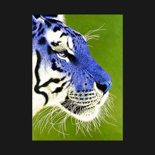 Ultramarine blue and white siberian tiger by LukjanovArt