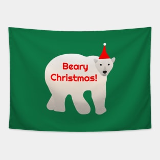 Beary Christmas! - cute and funny polar festive polar bear design - green and red Tapestry