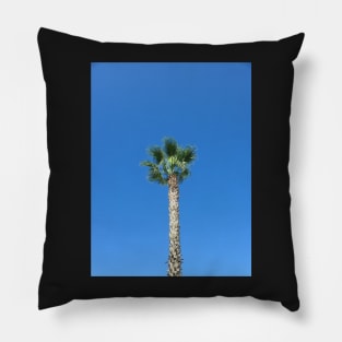 Single Palm Tree with Blue Sky Pillow