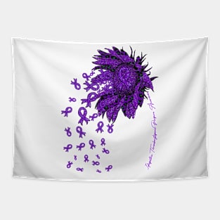 Idiopathic Thrombocytopenic Purpura Awareness - Sunflower ribbon flowers fall Tapestry