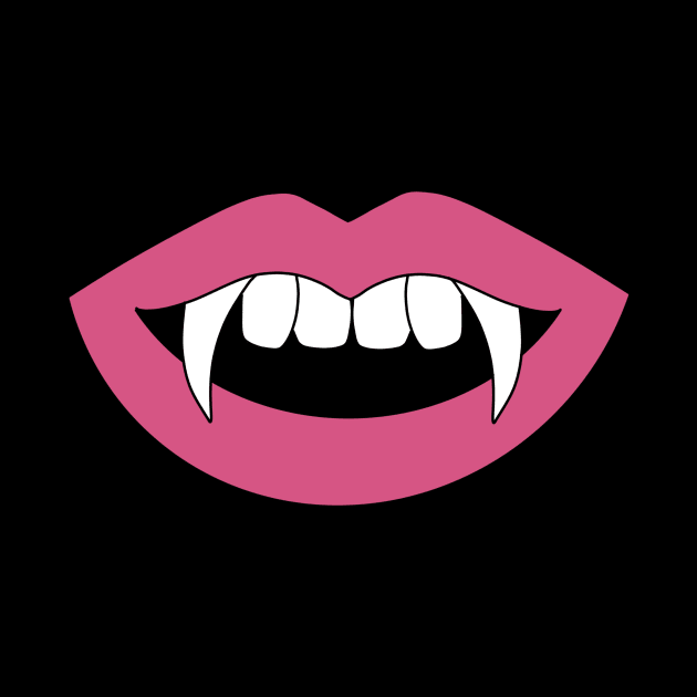 Cartoon Monster Vampire pink lips sharp Teeth Fangs by galaxieartshop