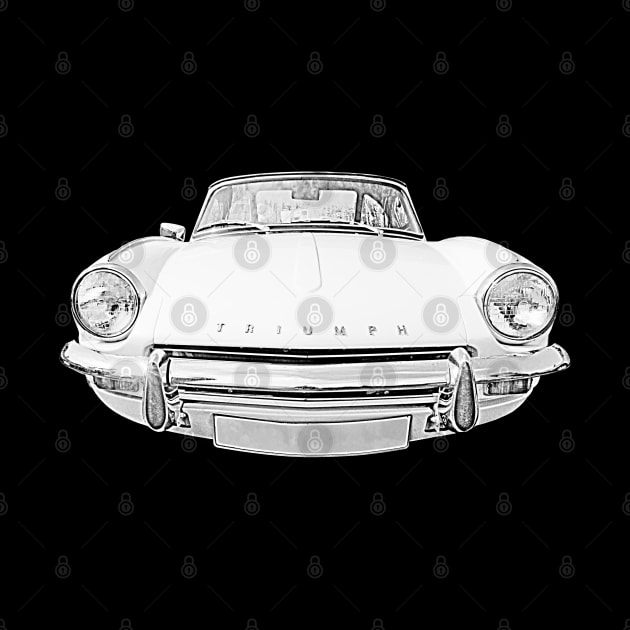 Triumph Spitfire Mk3 1960s British classic car monochrome by soitwouldseem