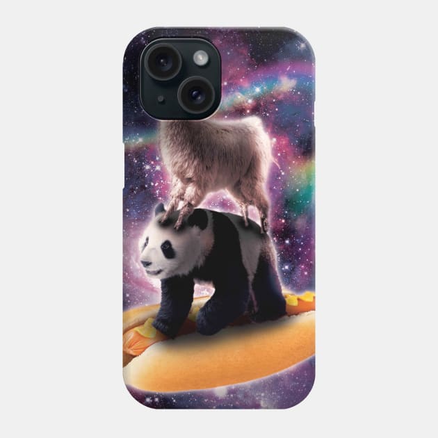 Llama Riding Panda Bear on Hot Dog Phone Case by Random Galaxy